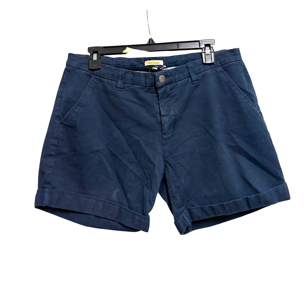 Barbour Mauritius Chino Shorts Navy Blue Cotton Cuffed 16